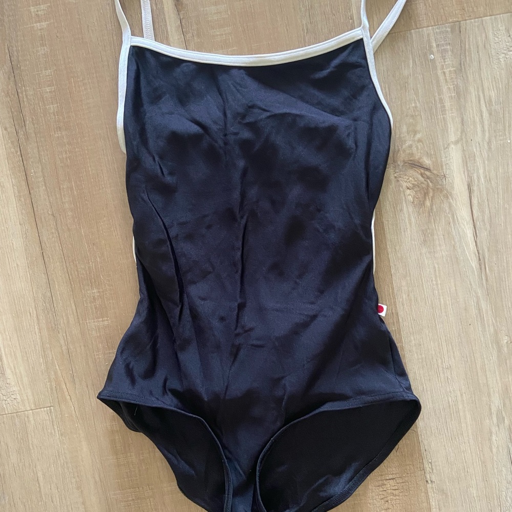 Yumiko black leotard with white trim